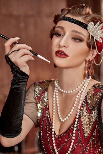 1920er Jahre Rote Kostüm Accessoires Set